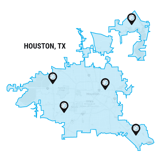 Map of Houston Texas, and its surroundings